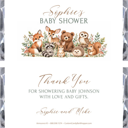 Woodland Creatures Baby Shower Candy Wrapper