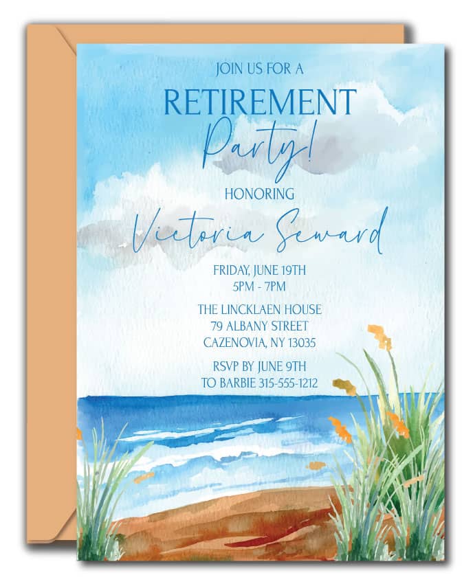 Beach Retirement Invitation