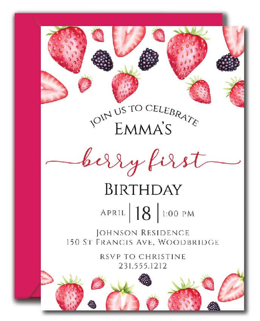 Berry First Birthday Invitation