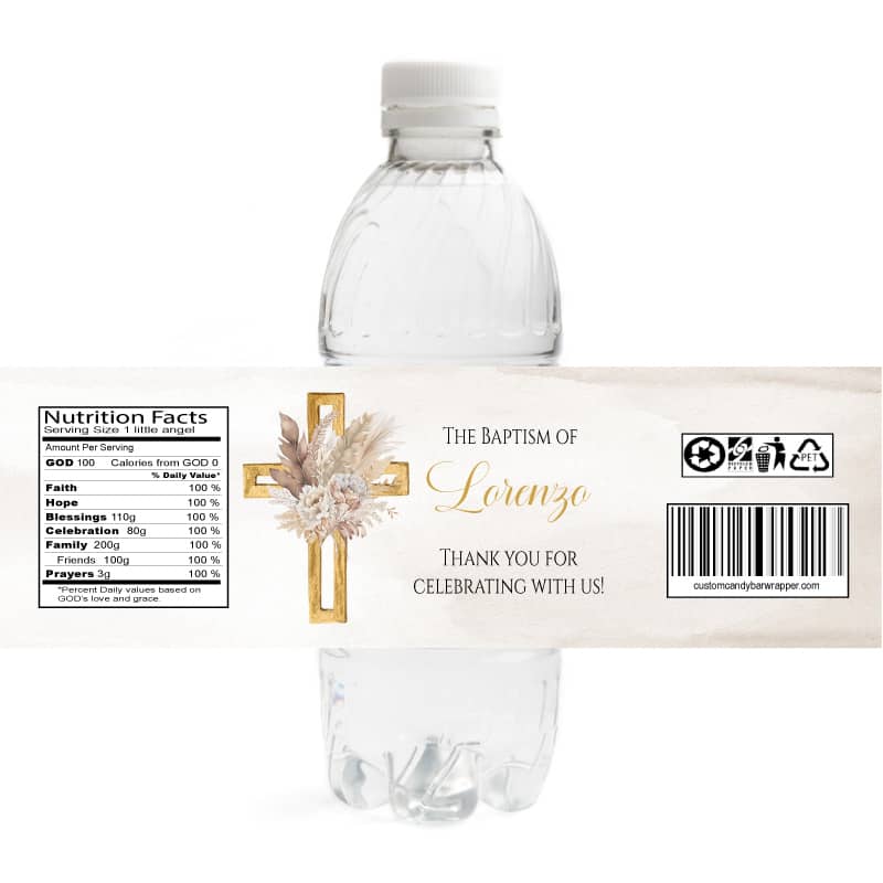 Boho Baptism Water Bottle Labels