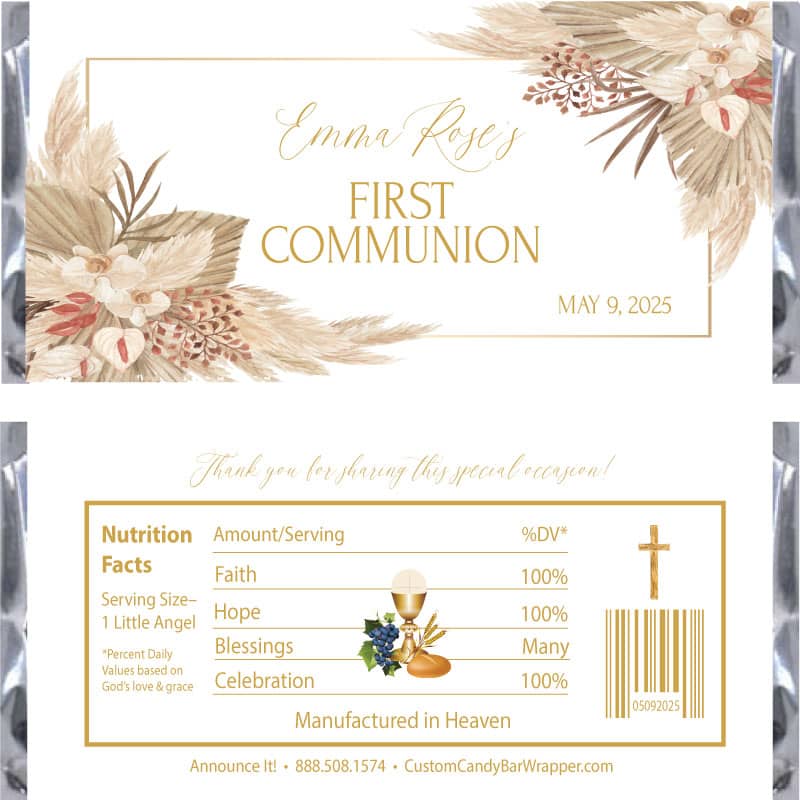 Boho Communion Candy Bar Wrappers