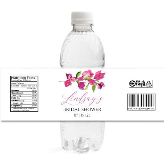 Bougainvillea Bridal Shower Water Bottle Labels