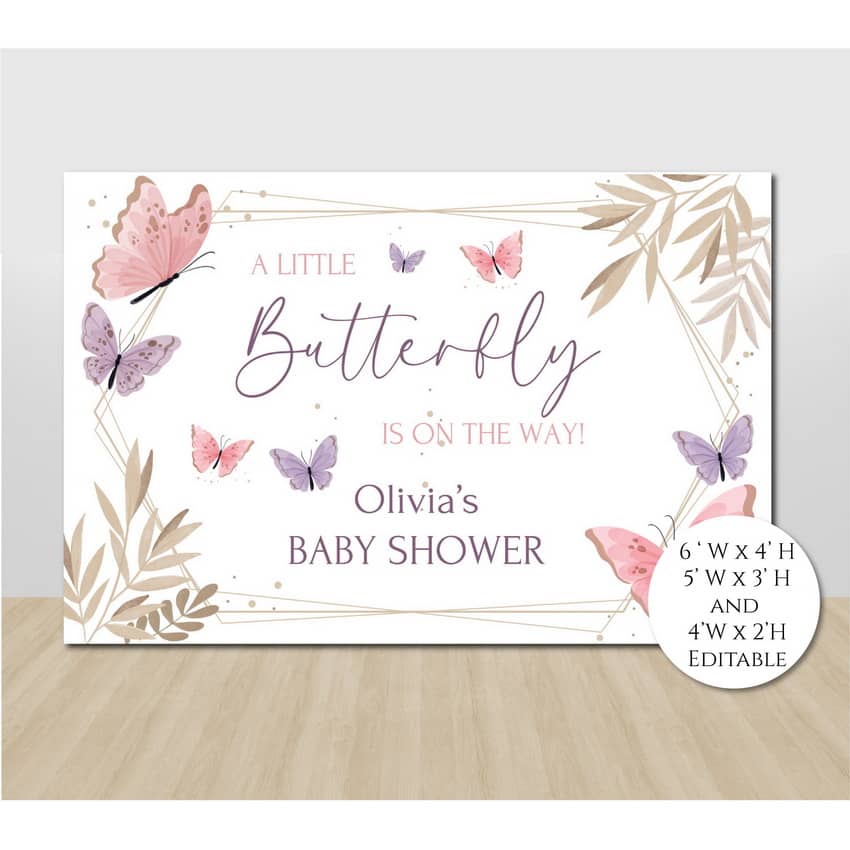 Butterfly Baby Shower Backdrop - Printable