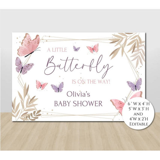 Butterfly Baby Shower Backdrop - Printable