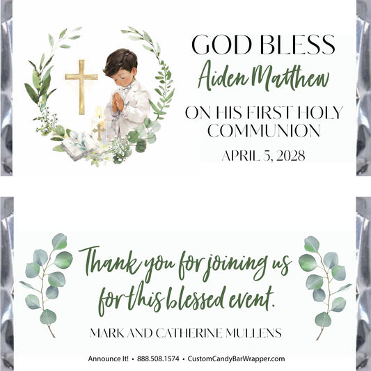 Boy First Communion Candy Bar Wrappers