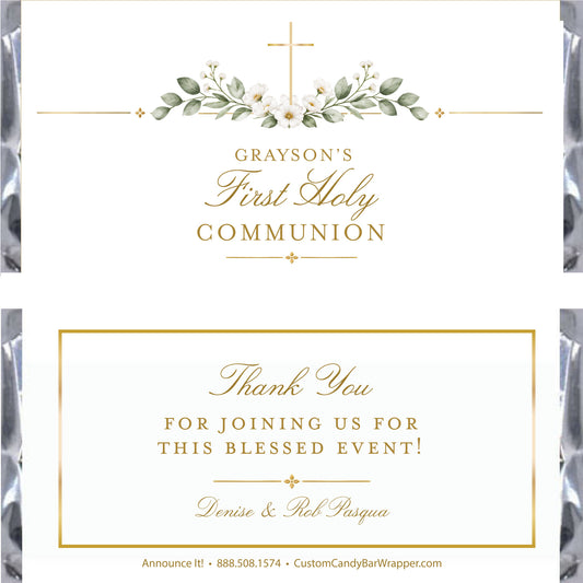 Gold Communion Candy Bar Wrappers