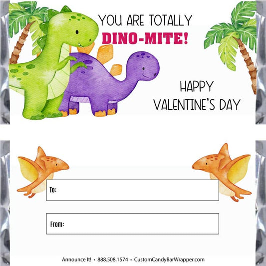 Dinosaur Valentine's Day Candy Bar Wrappers