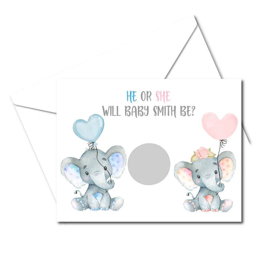 Elephant Gender Reveal Scratch off Cards