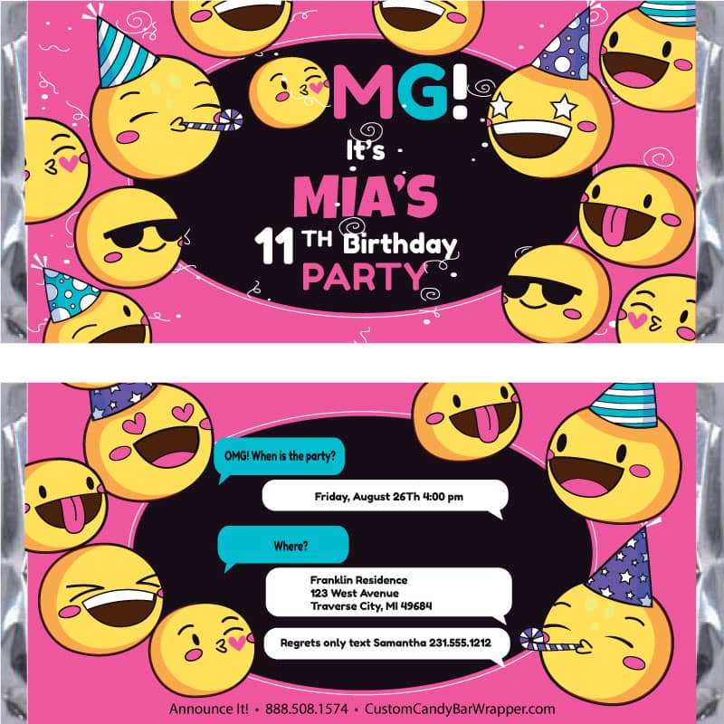 Emoji Birthday Candy Bar Wrappers