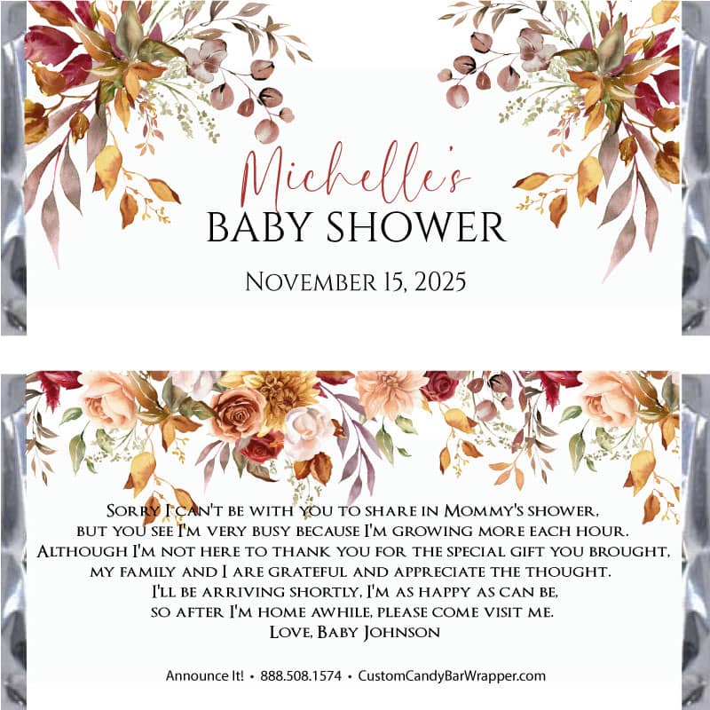Fall Baby Shower Candy Bar Wrapper