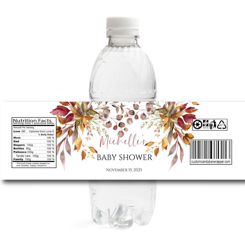 Fall Baby Shower Water Bottle Labels