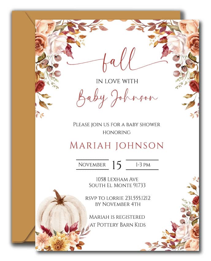 Fall in Love Baby Shower Invitations