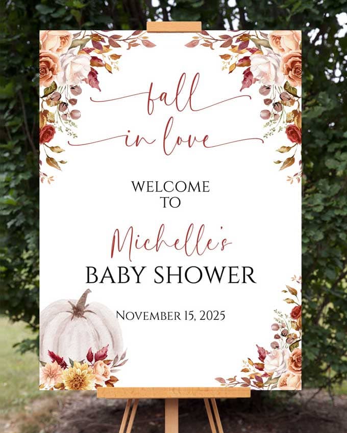 Fall in Love Baby Shower Welcome Sign