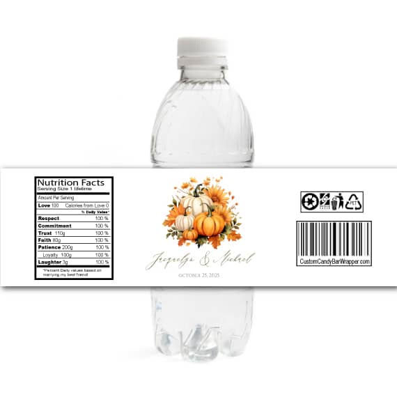 Fall Wedding Water Bottle Labels