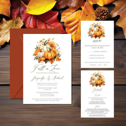 Fall In Love Wedding Invitation Suite