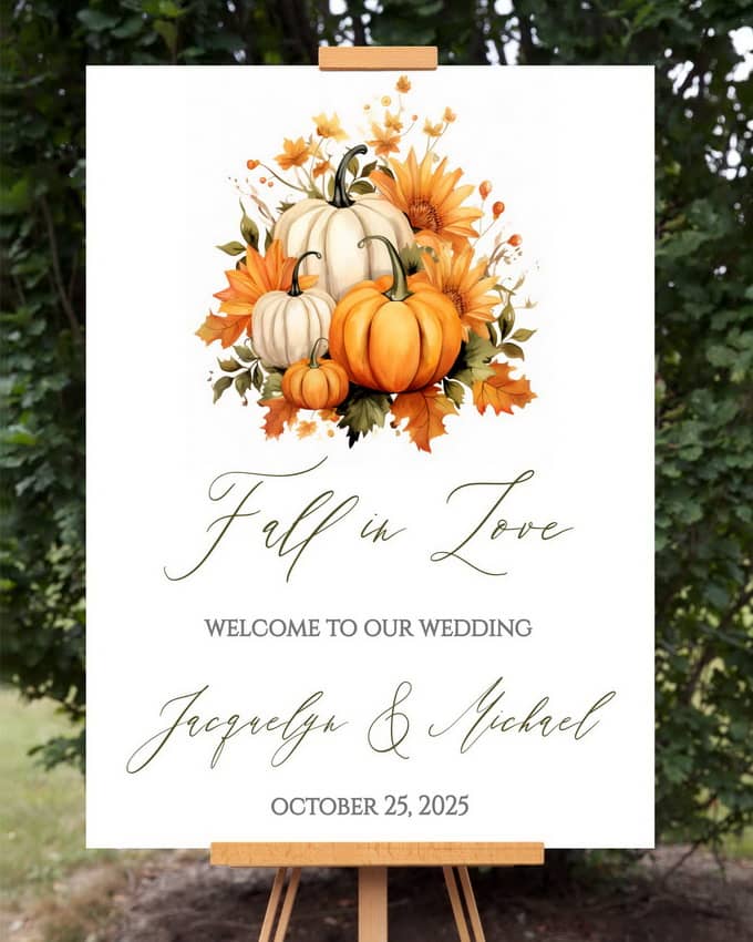 Fall in Love Wedding Welcome Sign