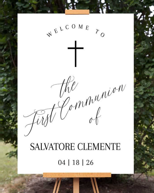 Modern First Communion Welcome Sign