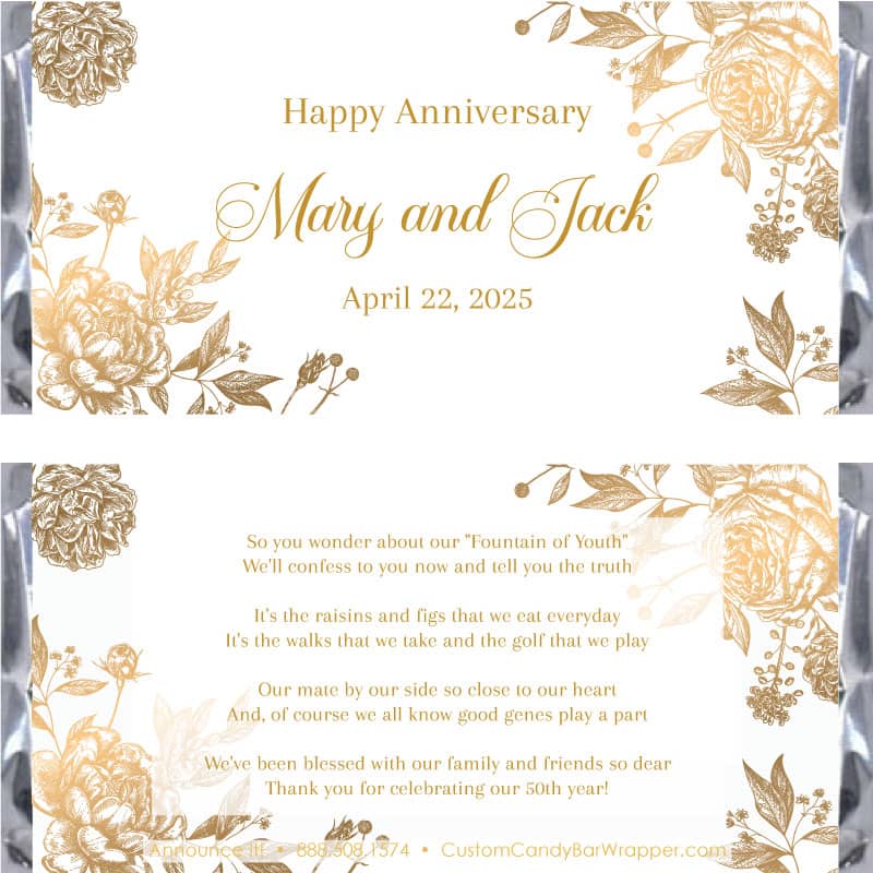 Floral Anniversary Candy Wrappers