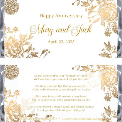 Floral Anniversary Candy Wrappers