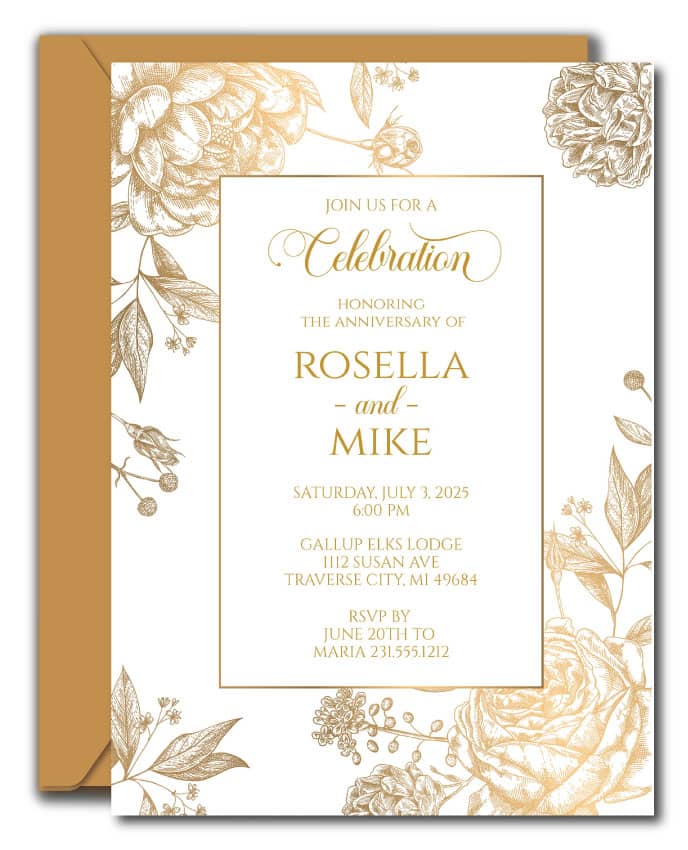 Floral Anniversary Invitations