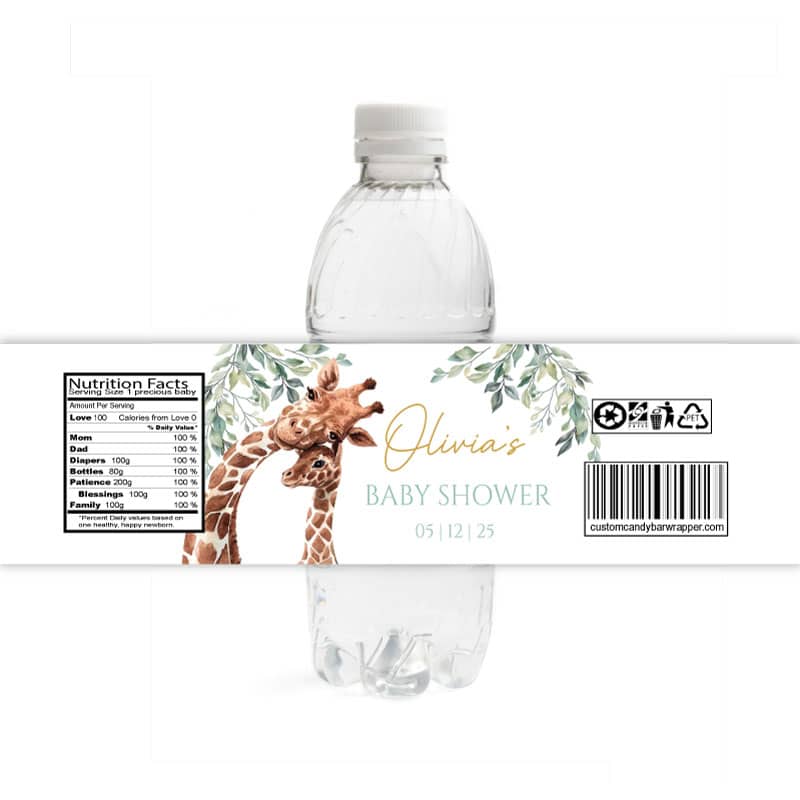 Giraffe Baby Shower Water Bottle Labels
