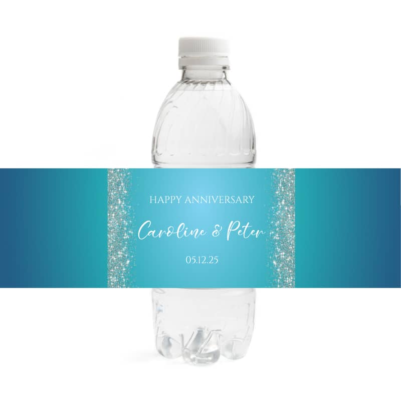 Glitter Anniversary Water Bottle Labels