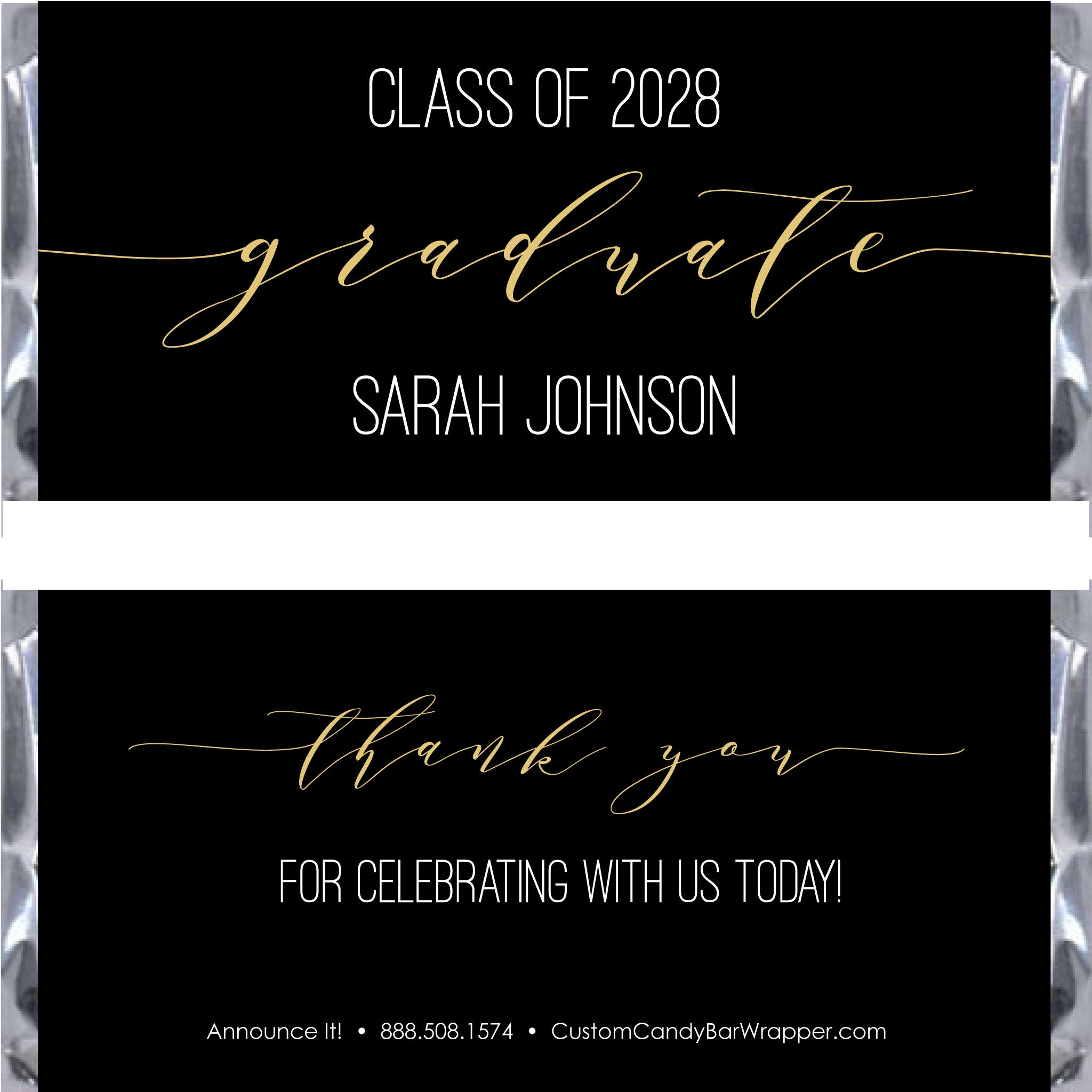 Calligraphy Graduation Candy Bar Wrappers - Announce It!