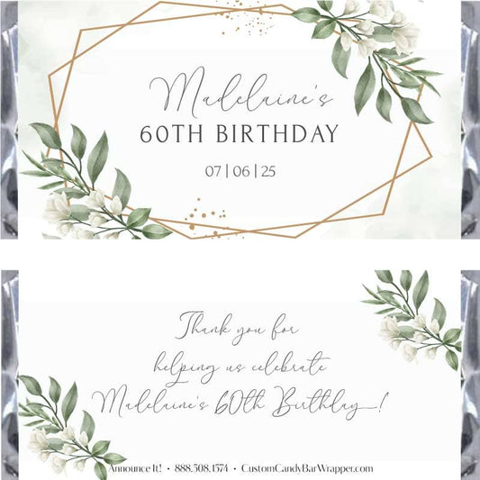 Greenery Birthday Candy Bar Wrappers