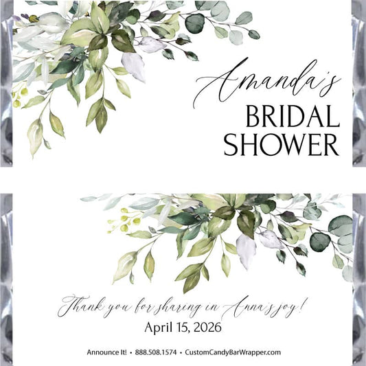 Leafy Greenery Bridal Shower Candy Bar Wrappers