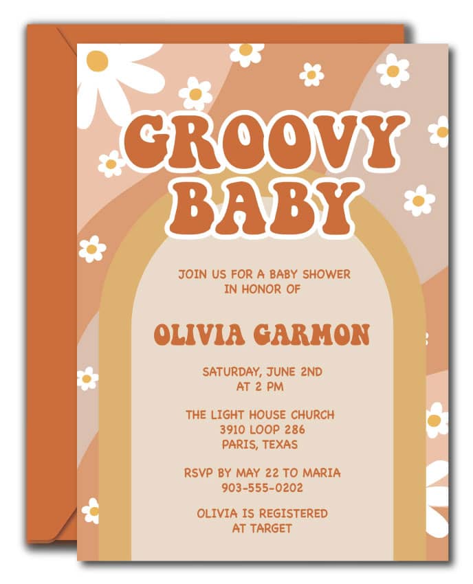 Groovy Baby Shower Invitations