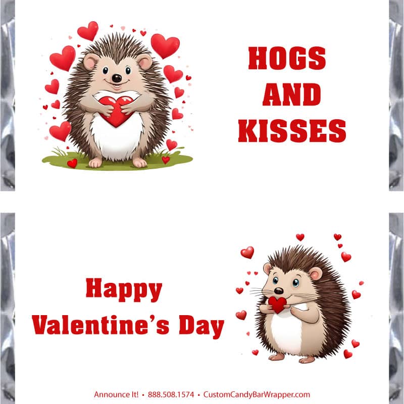 Hedgehog Valentine's Day Candy Bar Wrappers