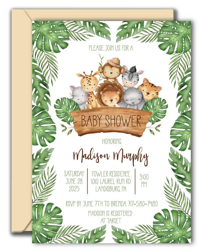 Jungle Baby Shower Invitations