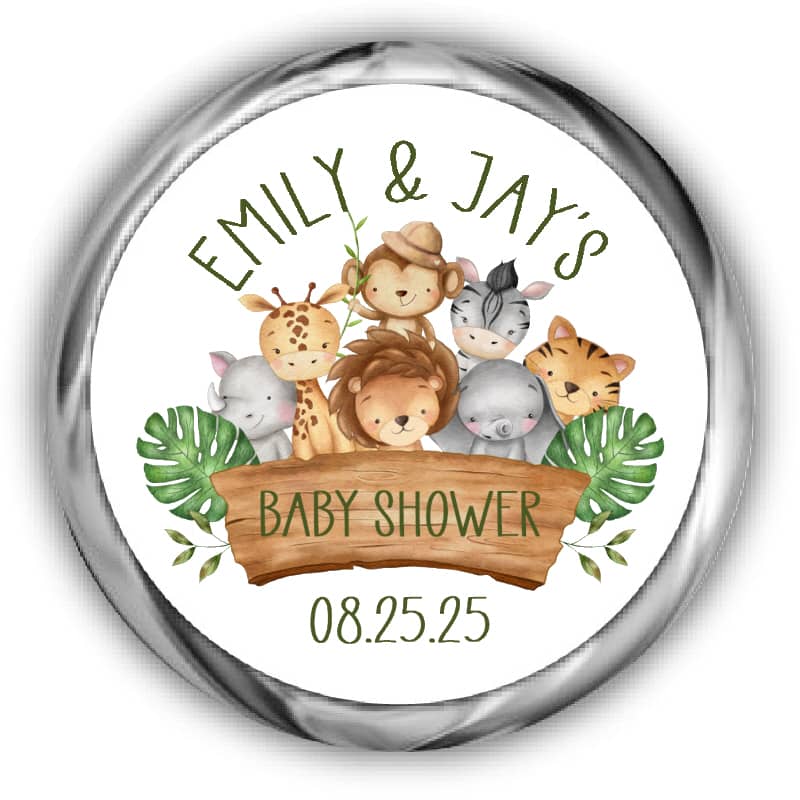 Jungle Baby Shower Kisses Sticker
