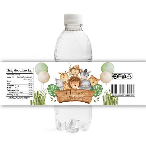 Jungle Baby Shower Water Bottle Labels