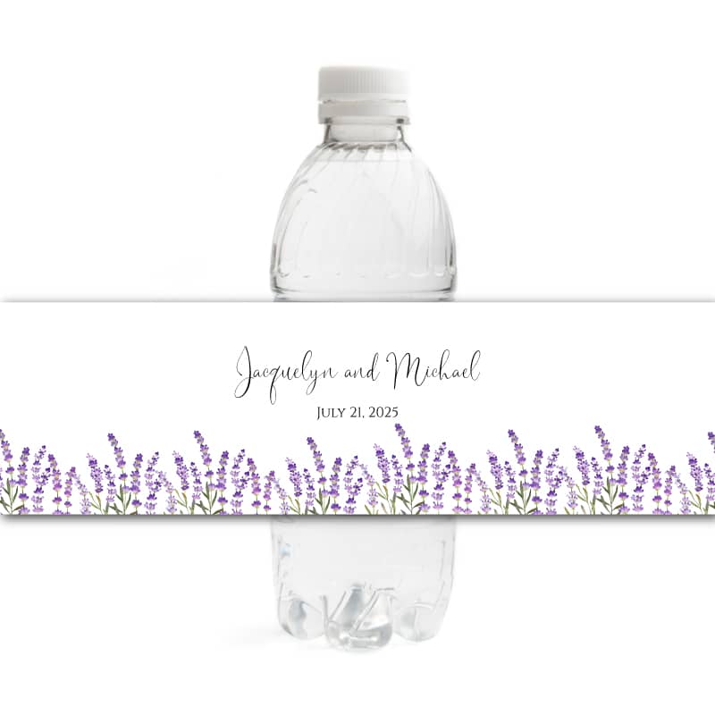 Lavender Wedding Water Bottle Labels