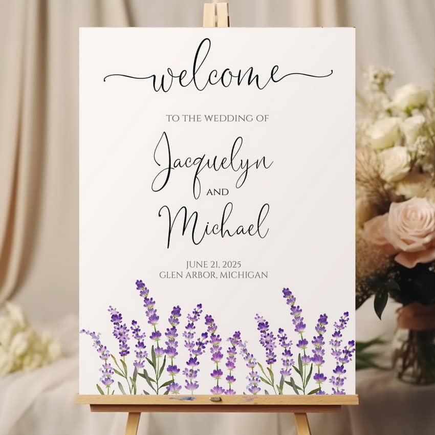 Lavender Wedding Welcome Sign