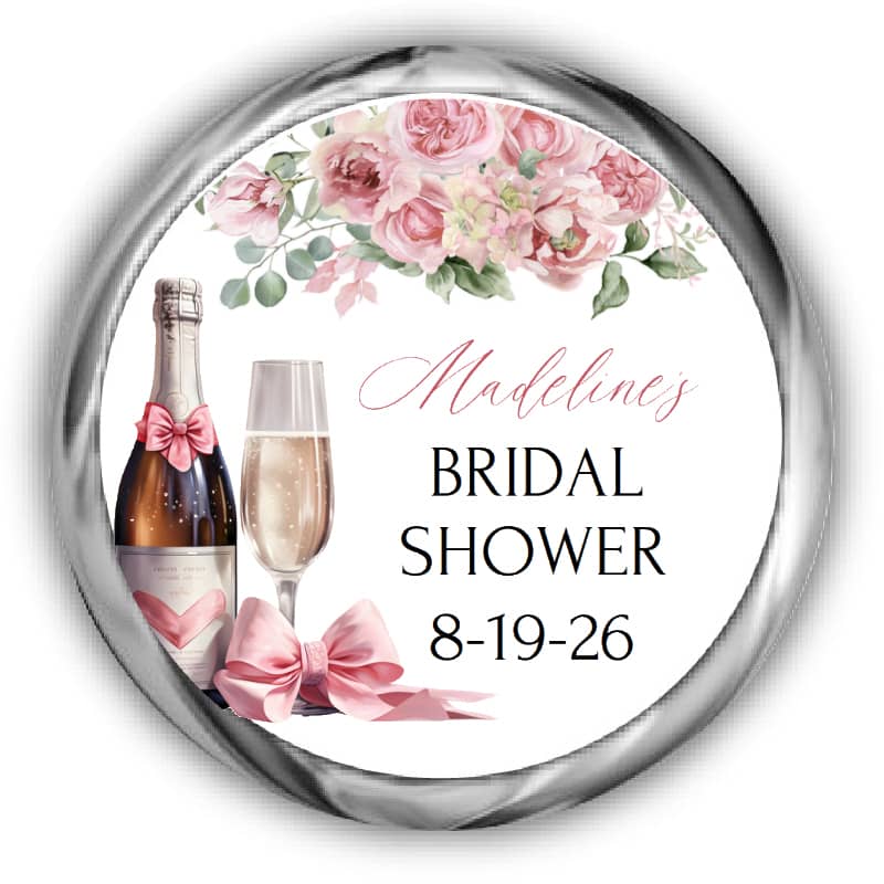 Petals and Prosecco Bridal Shower Kisses Stickers