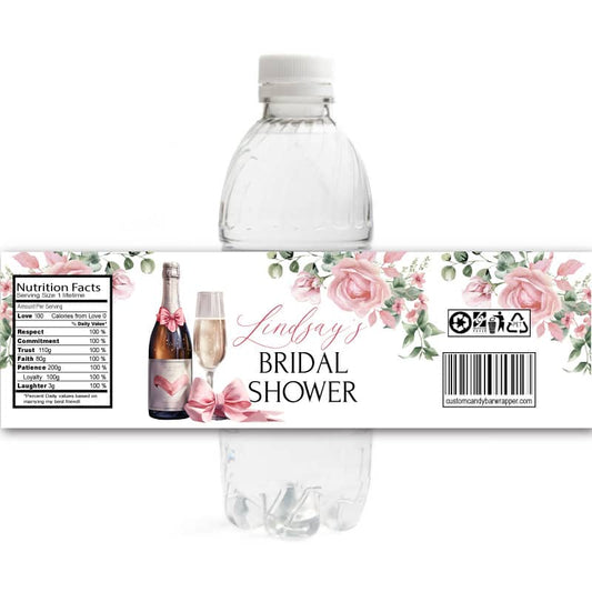 Petals and Prosecco Bridal Shower Water Bottle Labels