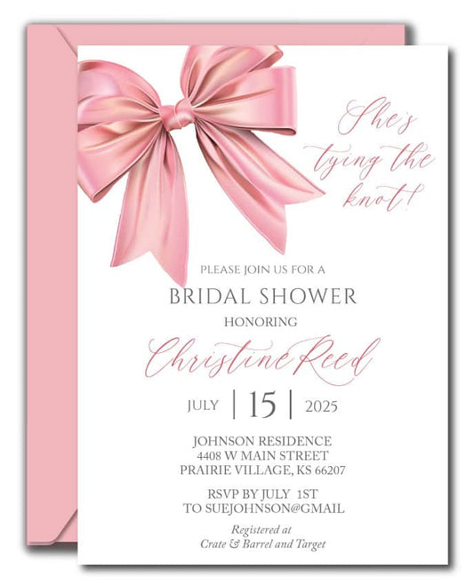 Pink Bow Bridal Shower Invitation