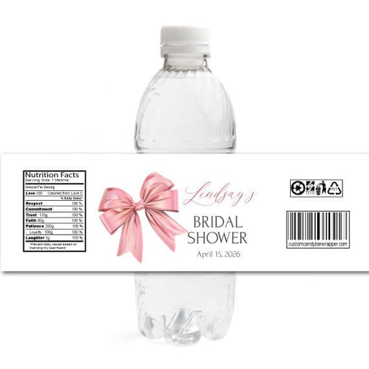 Pink Bow Bridal Shower Water Bottle Labels
