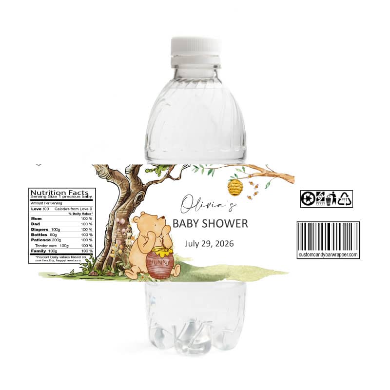 Pooh Baby Shower Water Bottle Labels