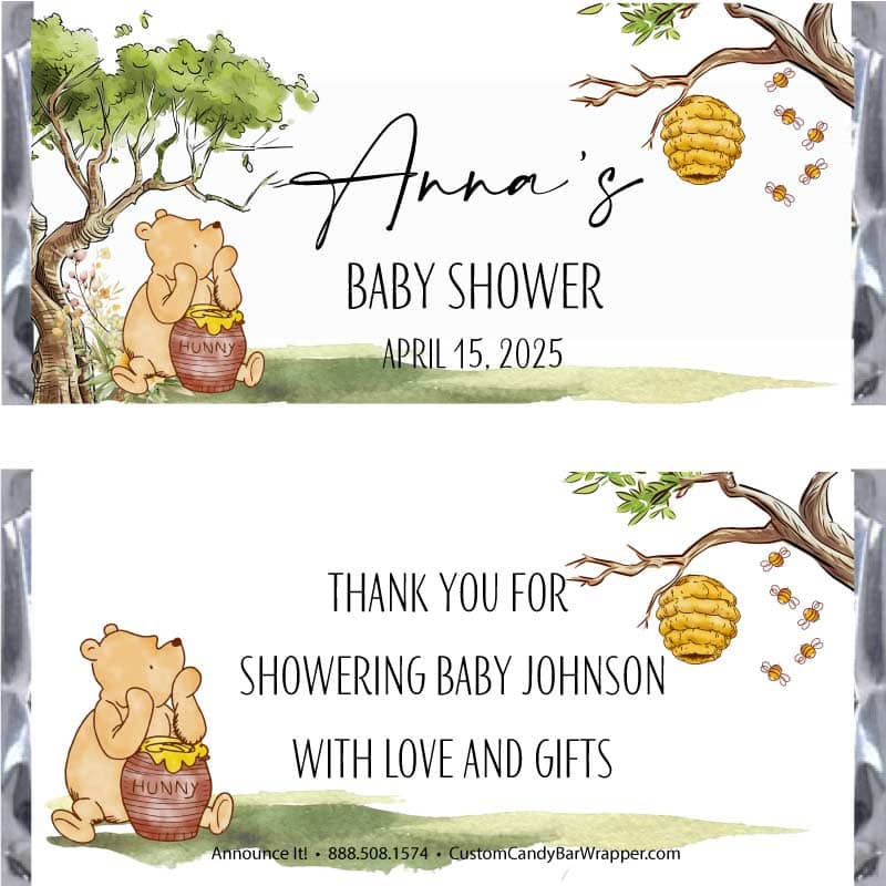 Pooh Baby Shower Candy Bar Wrapper