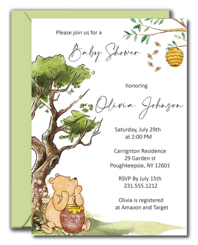 Pooh Baby Shower Invitations