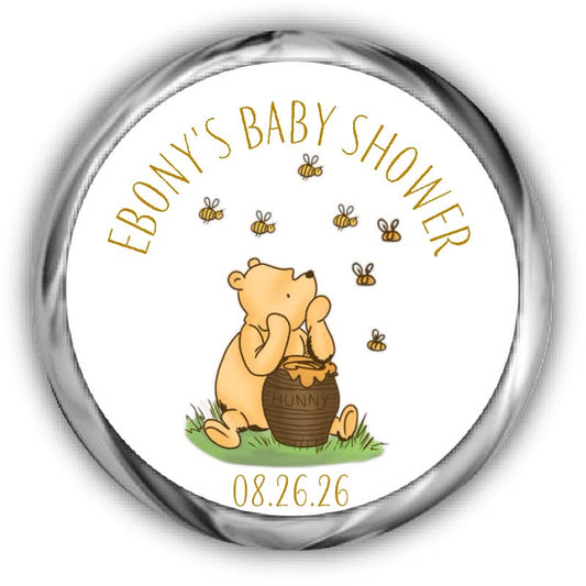 Pooh Baby Shower Candy Kiss Sticker