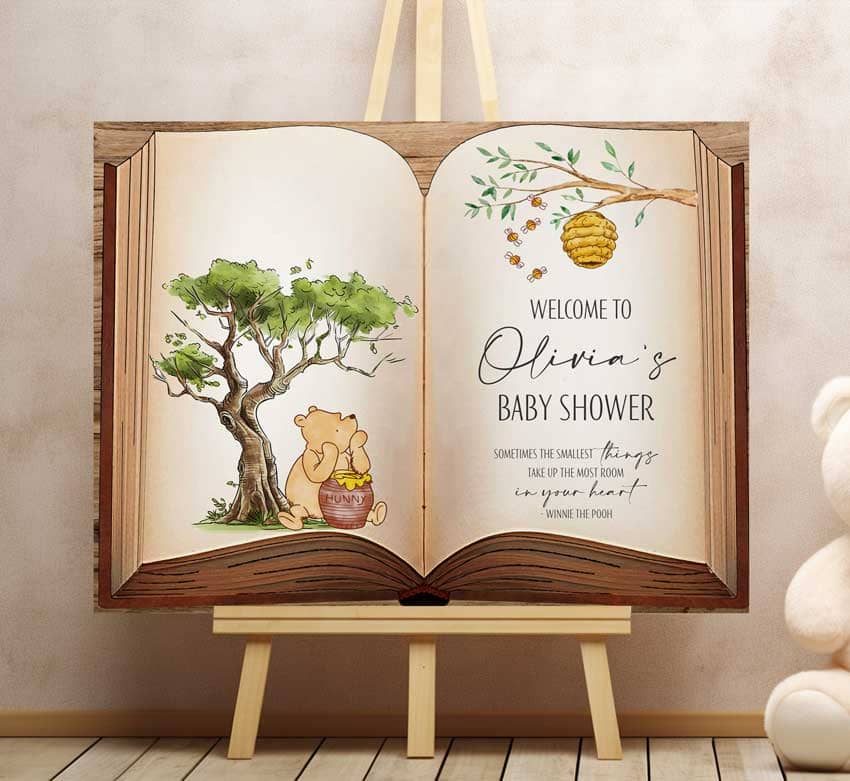 Winnie the Pooh Baby Shower Welcome Sign