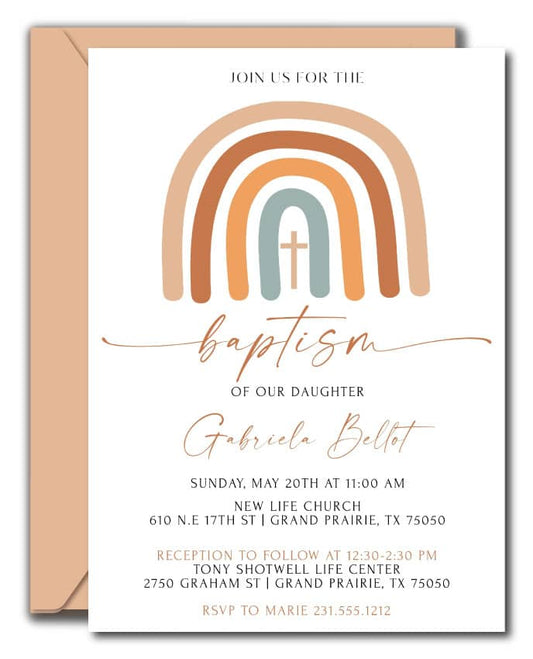 Rainbow Baptism Invitations