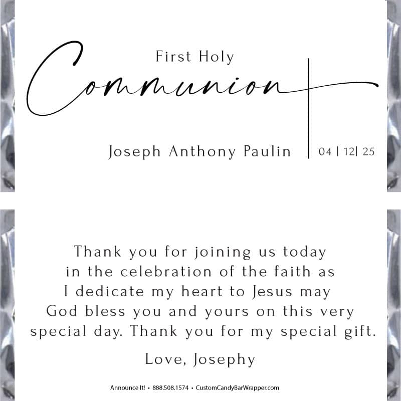 Simple Communion Candy Bar Wrappers