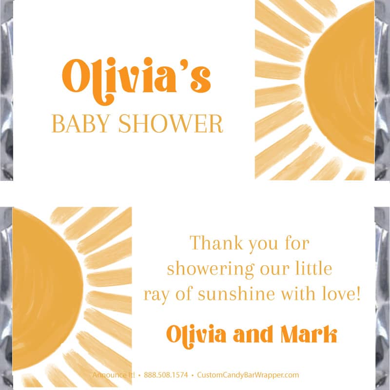 Sunshine Baby Shower Candy Bar Wrapper