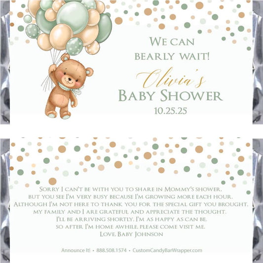 Teddy Bear Baby Shower Candy Bar Wrapper