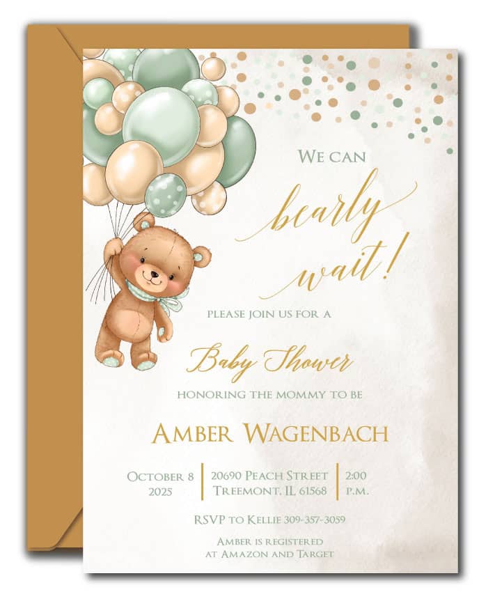 Teddy Bear Baby Shower Invitations